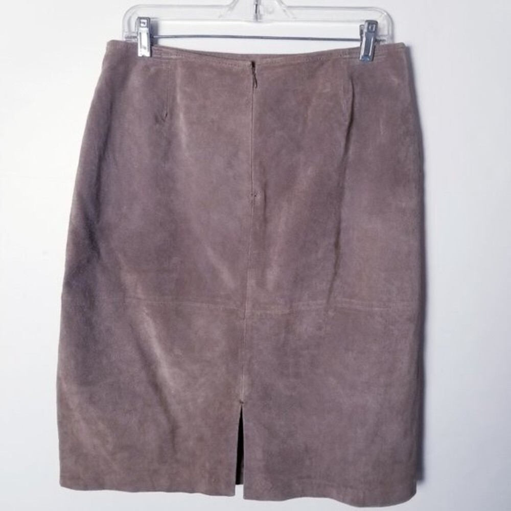 St. John's Bay Women 12 Brown Genuine Leather Suede Fully Lined Back Zip Skirt - Picture 2 of 9